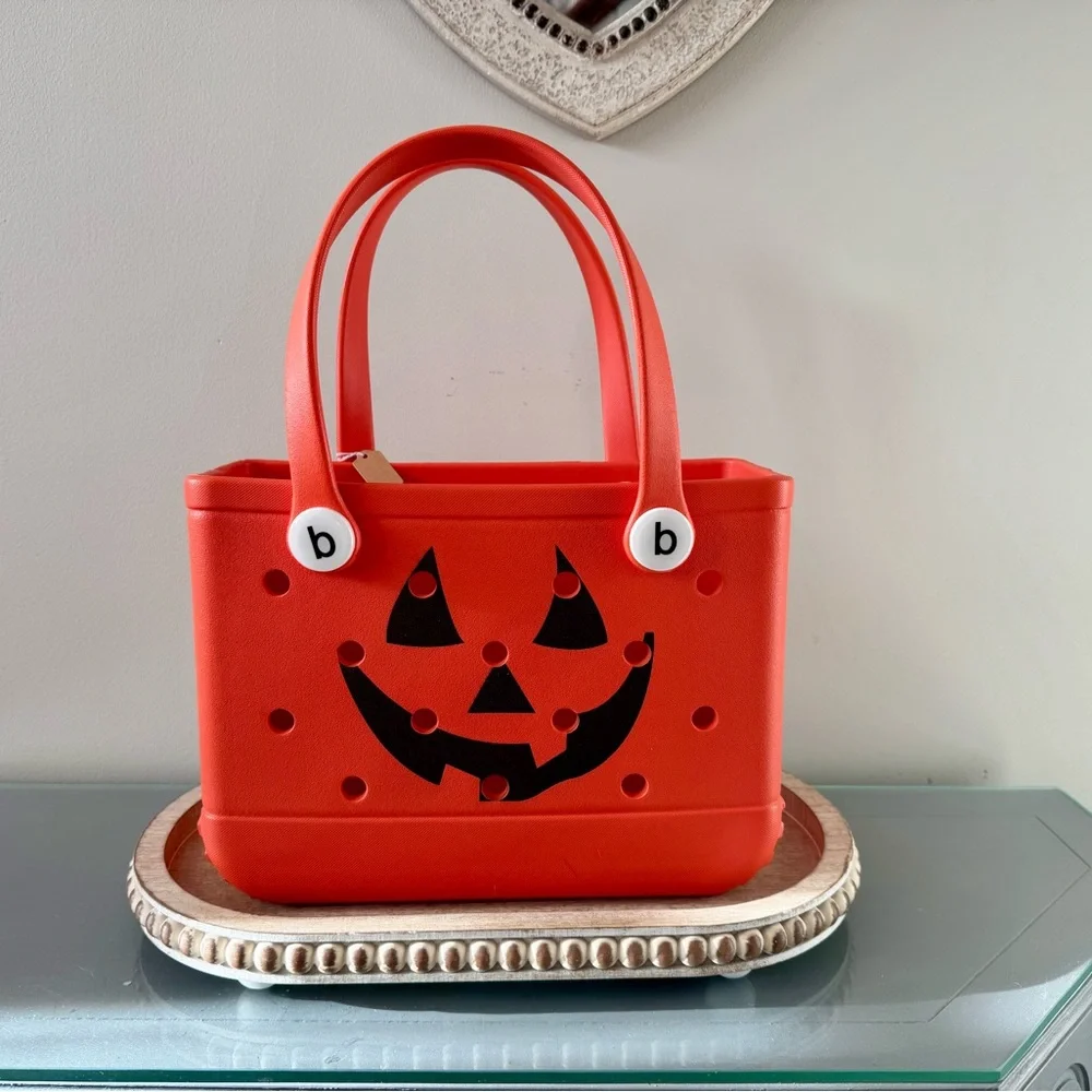 NWT EVA Bogg or Croc style pumpkin Waterproof Tote - Bitty Size- orange - Picture 2 of 7